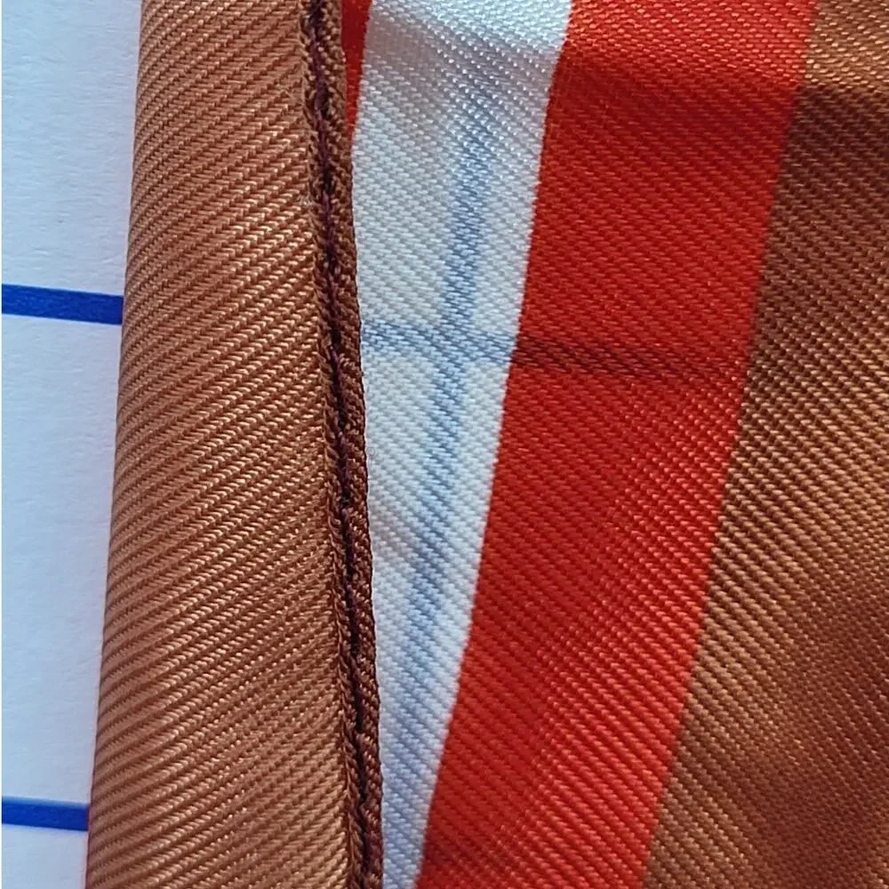 Lilly D'Or Geometric Silk Scarf Brown Red Vintage Mod Cottagecore Accessory